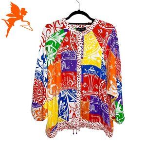 VINTAGE 1980's DIANE FRES One-of-A-Kind Patchwork Graphic Print Parachute Jacket